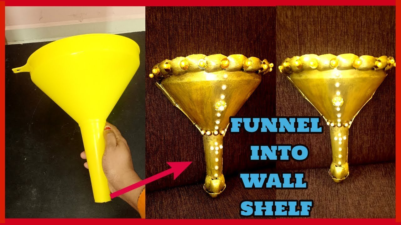 DIY wall shelf|funnel wall shelf DIY|Reuse ideas - YouTube