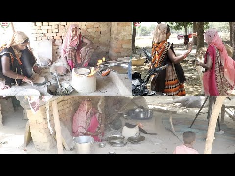 U.P. Village Women Cooking LUNCH ROUTINE II Sabji and Roti, How to make Indian NAN