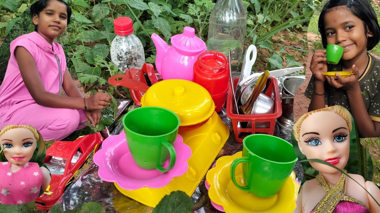 जंगल से पालक के साथ तोरे/ खाने में बना चावल और साग/ Gudda Gudiya Wala Cartoon/