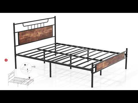 Assemble: VECELO Bed Frame with Headboard. Strong Metal Slats and Anti-Slip Support