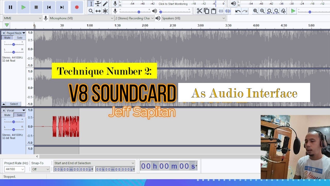 Technique Number 2 Multitrack recording using V8 Sound card and