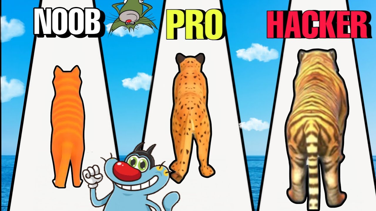 noob vs Pro vs Hacker cat evolution with oggy and jack