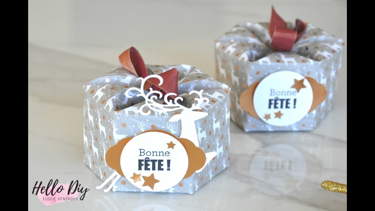 Boîte hexagone blanche et jaune