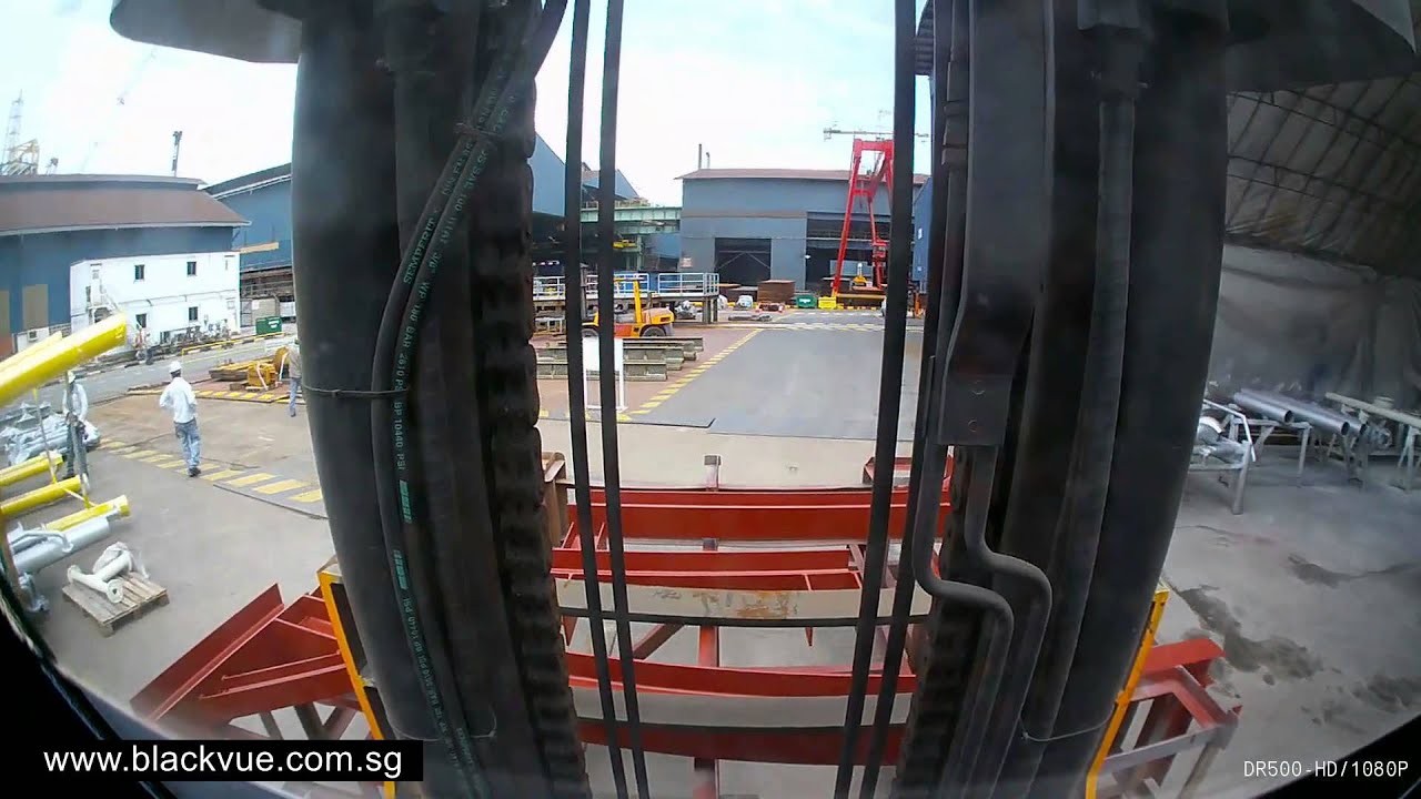 BlackVue DR500-HD (DR500 Lite) monitoring the operation of forklifts in shipyard.