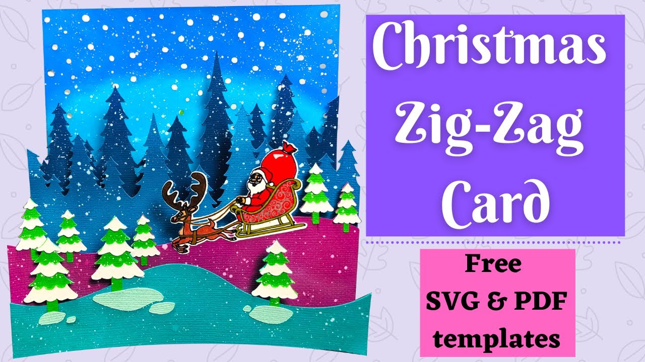 DIY Christmas card Zigzag card Free SVG/PDF templates 3D