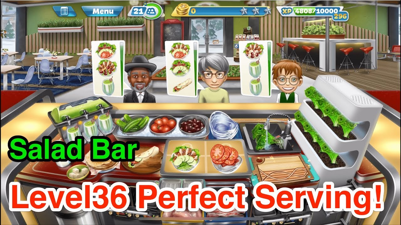 【Cooking Fever】Salad Bar Level36 3 Stars!! - YouTube