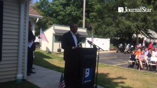 Mayor Jim Ardis speaks at the ribbon cutting for the new wing at the veterans home in south peoria