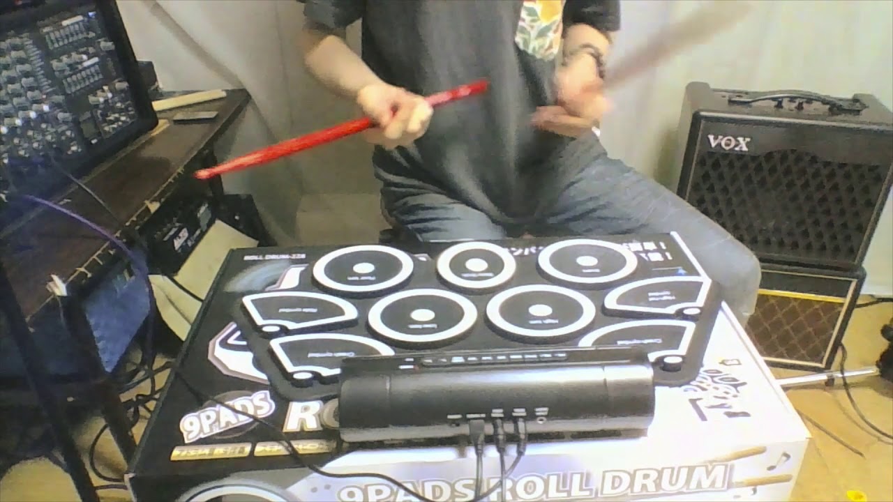 超コンパクトな電子ドラム　　9パッドロールドラム　9 Pads Roll Drum　使ってみた！