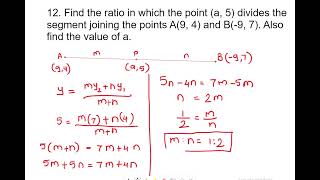 class10th Maths ,section formula,Ex:11A-13)Frank publication
