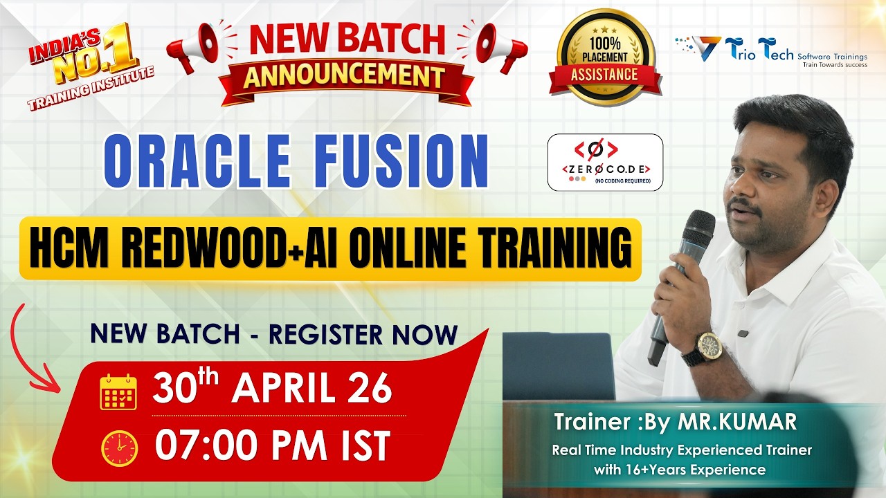 Oracle Fusion Cloud HCM Redwood AI Online Training | New Batch 30th Apr ...
