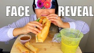 Full Face MUKBANG: Vietnamese Banh Mi, Egg Rolls, Spring Rolls and Chicken Curry