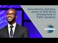 Aaron Beverly, 2nd place winner of 2016 World Championship of Public Speaking