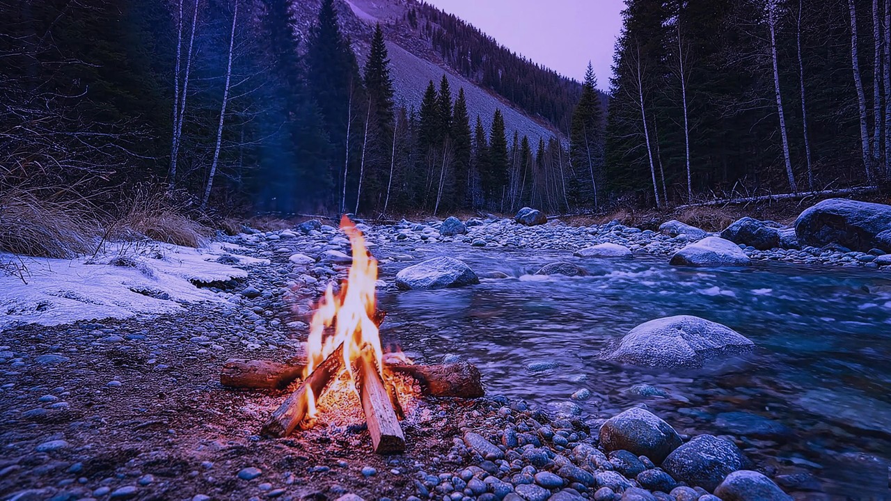 Midnight River & Campfire 🔥 Instantly Fall Asleep | 4K Deep Sleep Sounds
