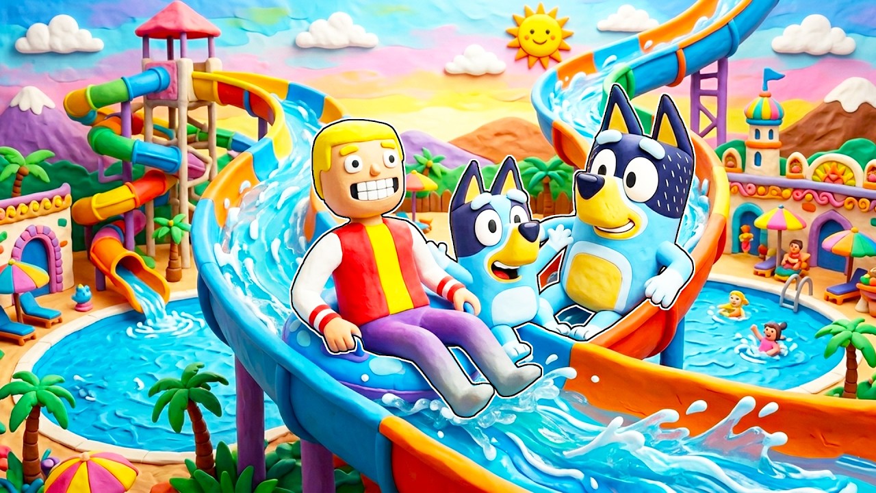 VISITAMOS EL PARQUE ACUÁTICO DEL MUNDO DE PLASTILINA CON BLUEY Y BANDIT