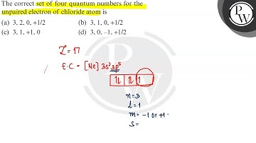 The correct set of four quantum numbers for the unpaired electron o...