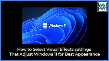 How to Select Visual Effects settings That Adjust Windows 11 for Best Appearance