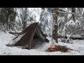 Solo Winter Camping In Heavy Snow Overnight In Tarp Shelter mp3