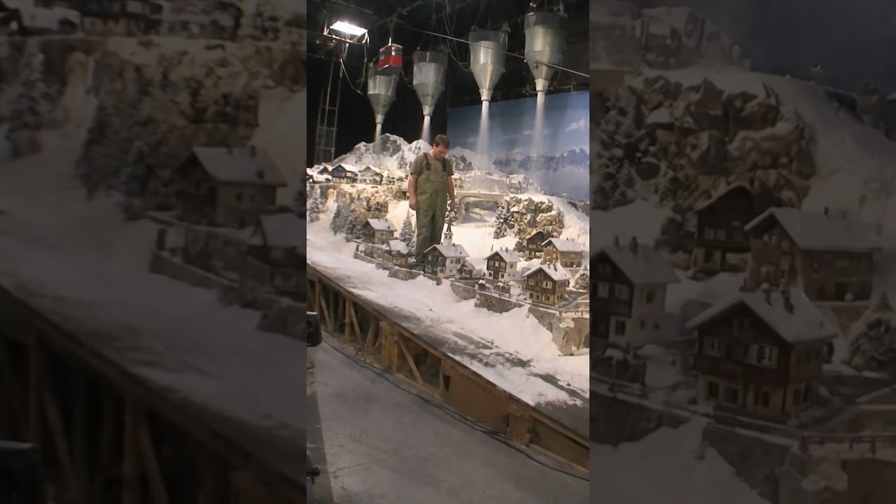Behind the scenes miniature set how snow is made for movies #filmmaking #practicaleffects #vfx