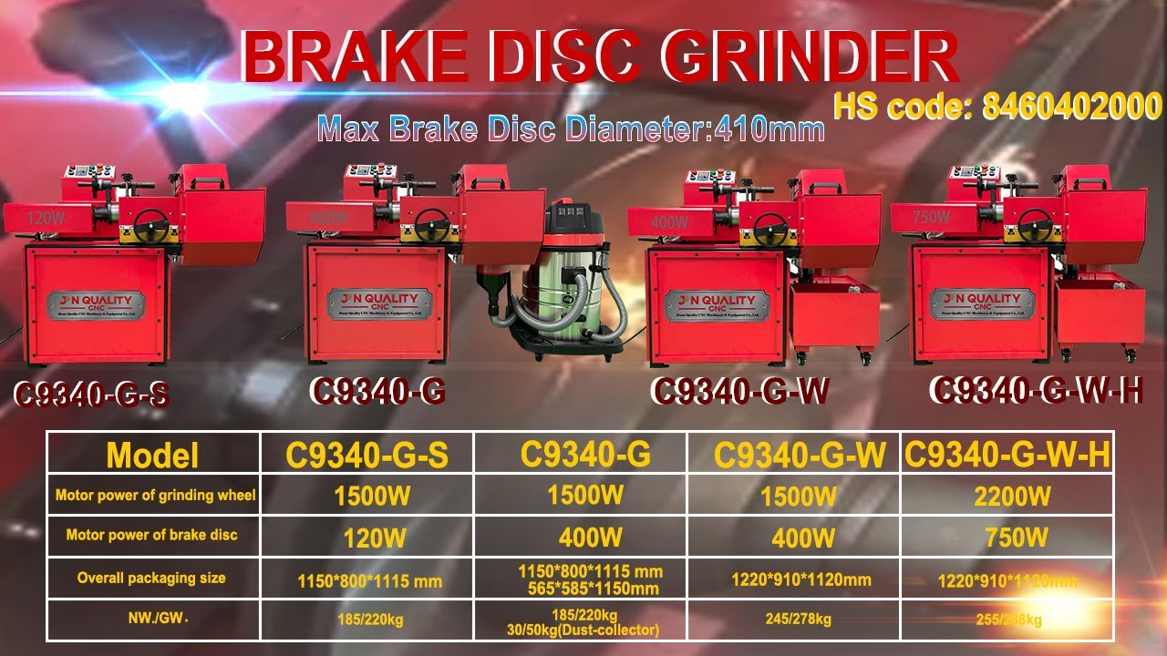 JN QUALITY CNC Brake Disc Grinding Machine C9340-G-S, C9340-G, C9340-G-W, C9340-G-W-H.