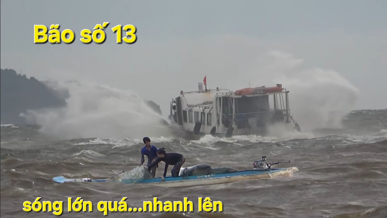 Tàu cao tốc chạy bão số 13 đang tới gần, Gặp ngay hai vợ chồng cuốn lú