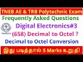 TNEB AE &TRB Digital Electronics Decimal to Octel Conversion in tamil