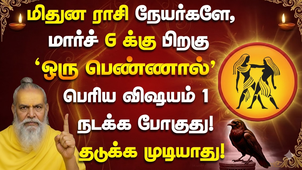 மிதுனம் ராசி அன்பர்களே, மார்ச் 6 ஆம் தேதி ஒரு பெண்ணால் 1 பெரிய  நடக்கபோகுது! Mithunam 2026