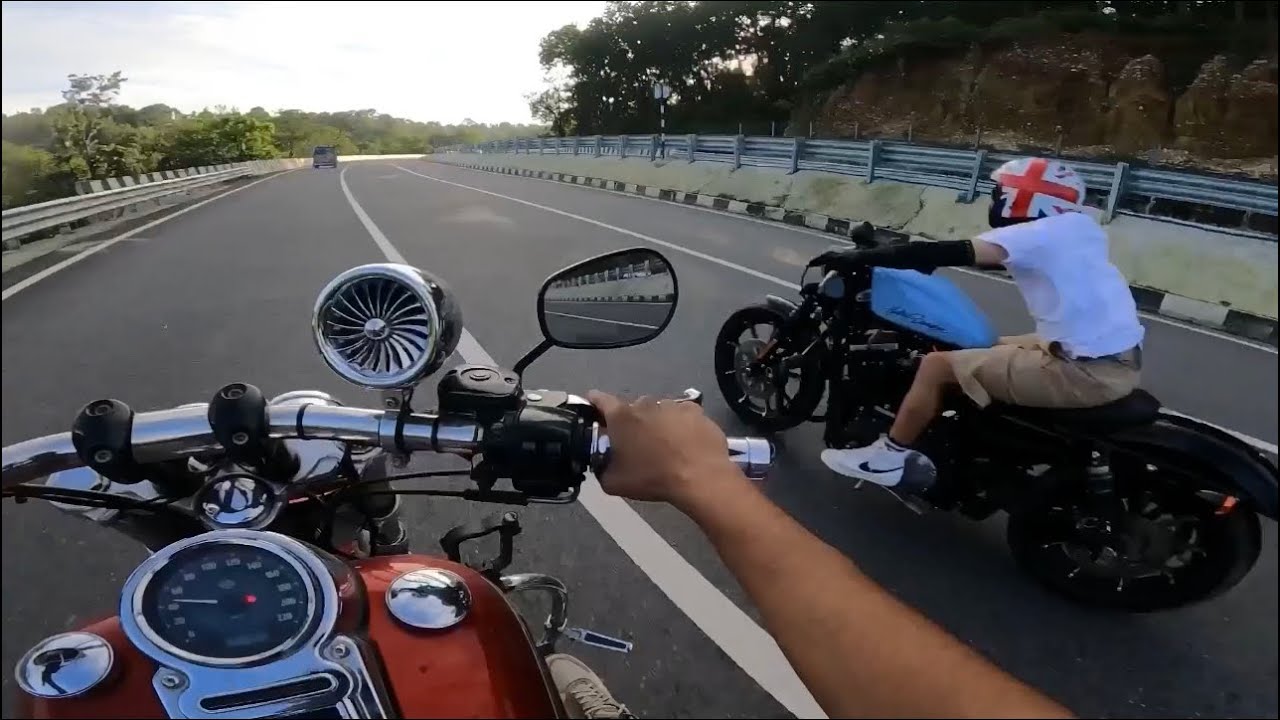 Iron 883 vs Harley fat bob hyper ride cruiser bikes full throttle back fire crazy motovlog 🔥 