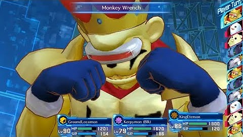 KingEtemon, Kerpymon (Blk) and GroundLocomon signature moves