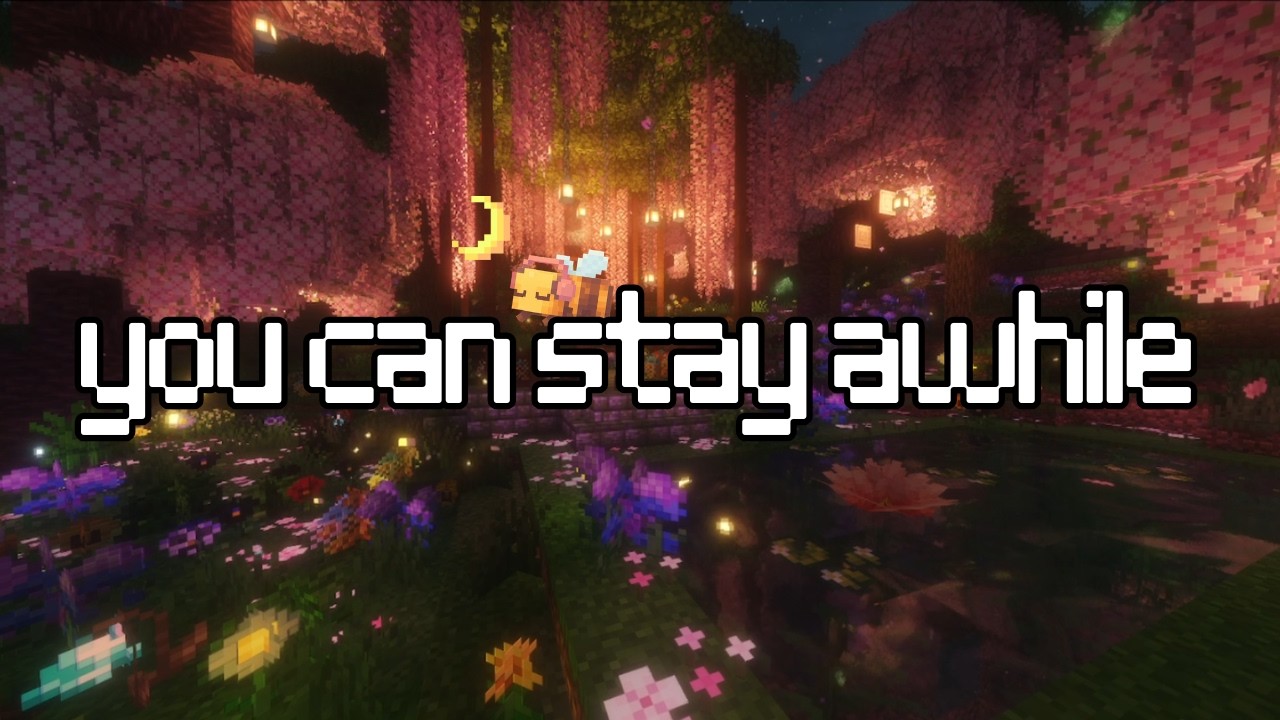 Minecraft Cozy Cherry Blossom Garden Ambience w/ Music | 8 Hours