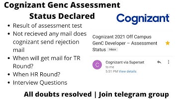 🔴 Genc TR round Interview mail after assessment | Cognizant 2022 Batch | Interview Questions |