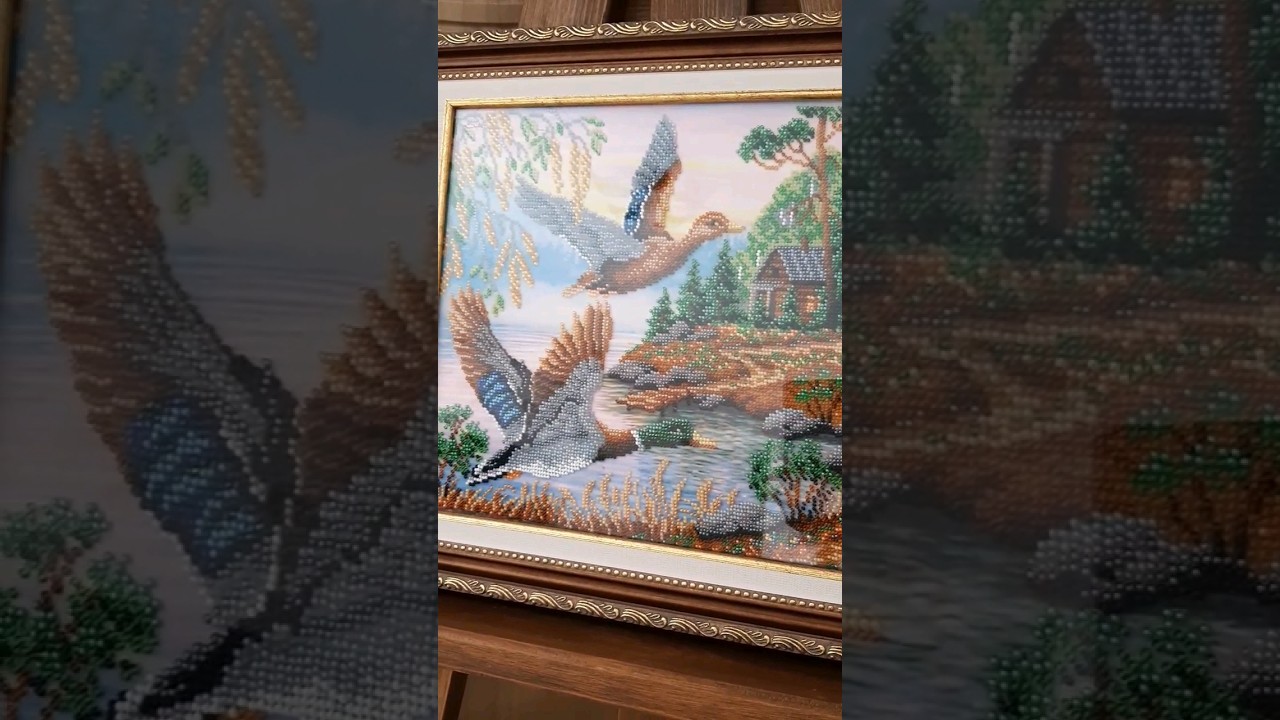 Летят утки #вышиваюбисером #картина #art - YouTube