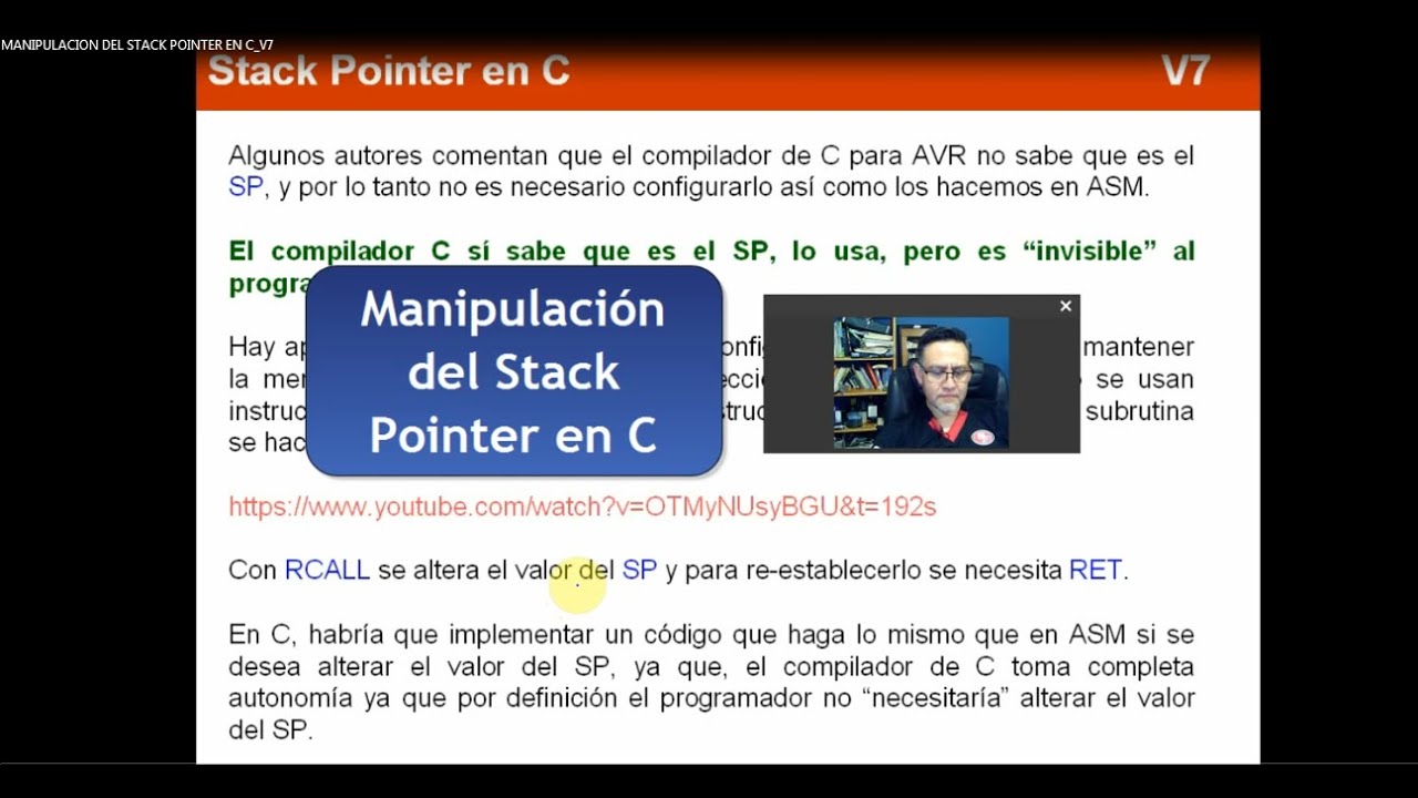 Curso práctico AVR en C -Manipulación del Stack Pointer en C - YouTube