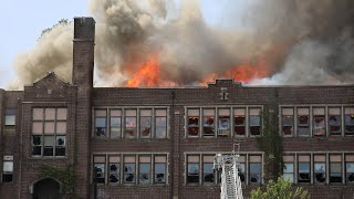 Massive Fire rips through vacant High School