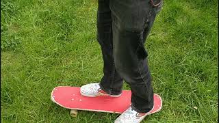Learning kickflips Try them on grass.