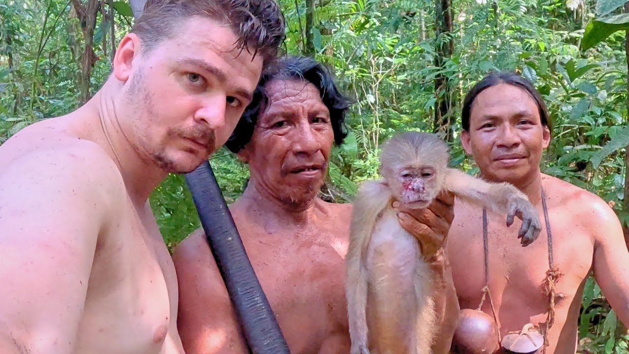 Hunting and Eating Monkey with Amazon Tribe