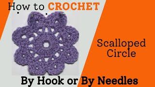 Crochet Tutorial, Scalloped Circle #crochetforbeginners #crochet #crochettutorial #crochetstitch