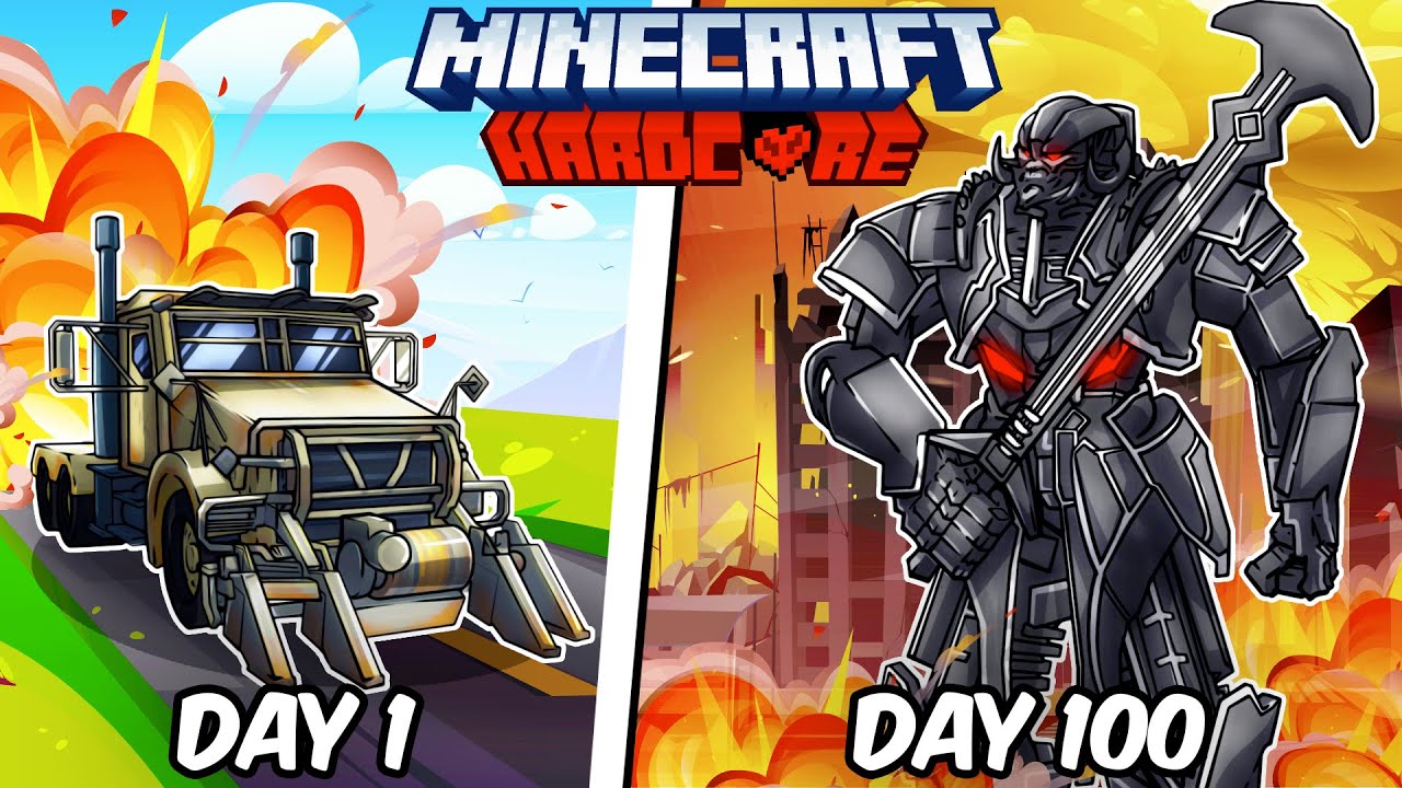 I Survived 100 Days as MEGATRON in Hardcore Minecraft!