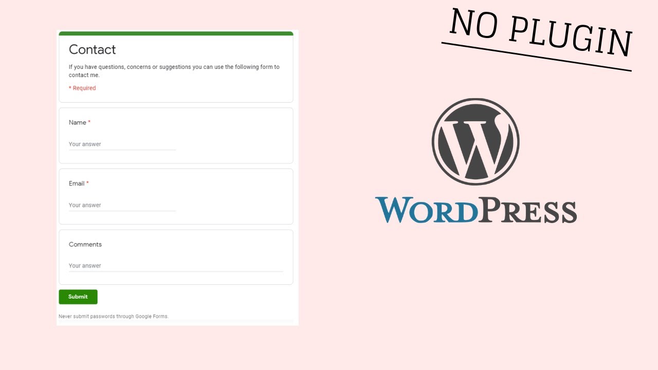 How to Add Contact Form in WordPress Without Plugins - YouTube How To Add Contact Form In WordPress Without Plugins - Youtube