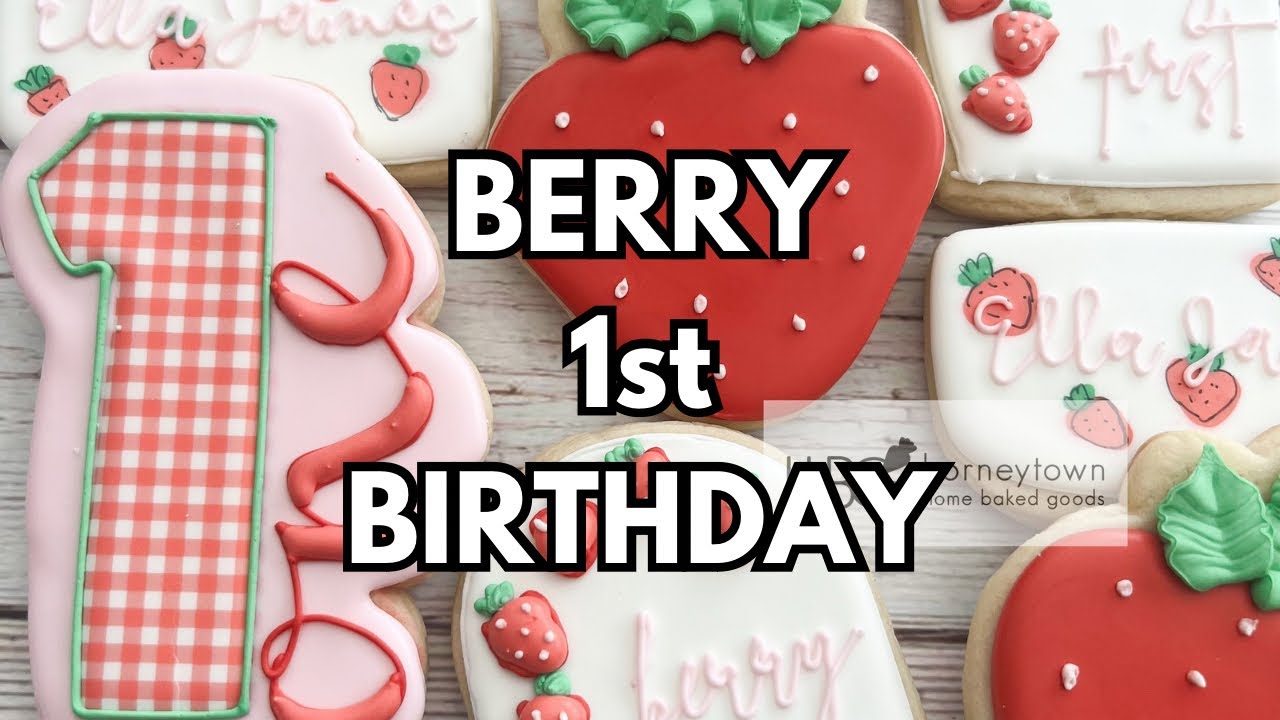 Decorate Berry 1st Cookies with me ~ Strawberry Sugar Cookies ~ Cookie Compilation ~Strawberry Theme