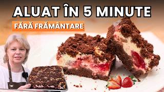Prăjitură cu brânză și căpșuni, fără frământare – aluat fraged cu cacao gata în 5 minute Prăjitură cu brânză și căpșuni, fără frământare – aluat fraged cu cacao gata în 5 minute