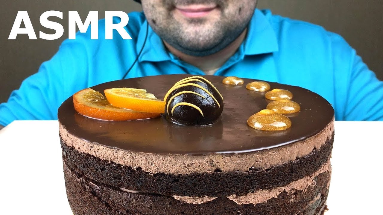 CHOCOLATE CAKE WITH ORANGE (ASMR Eating Sounds) NO TALKING - YouTube