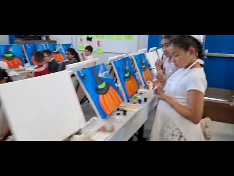 Helm Elementary school painting the Witchy Pumpkin