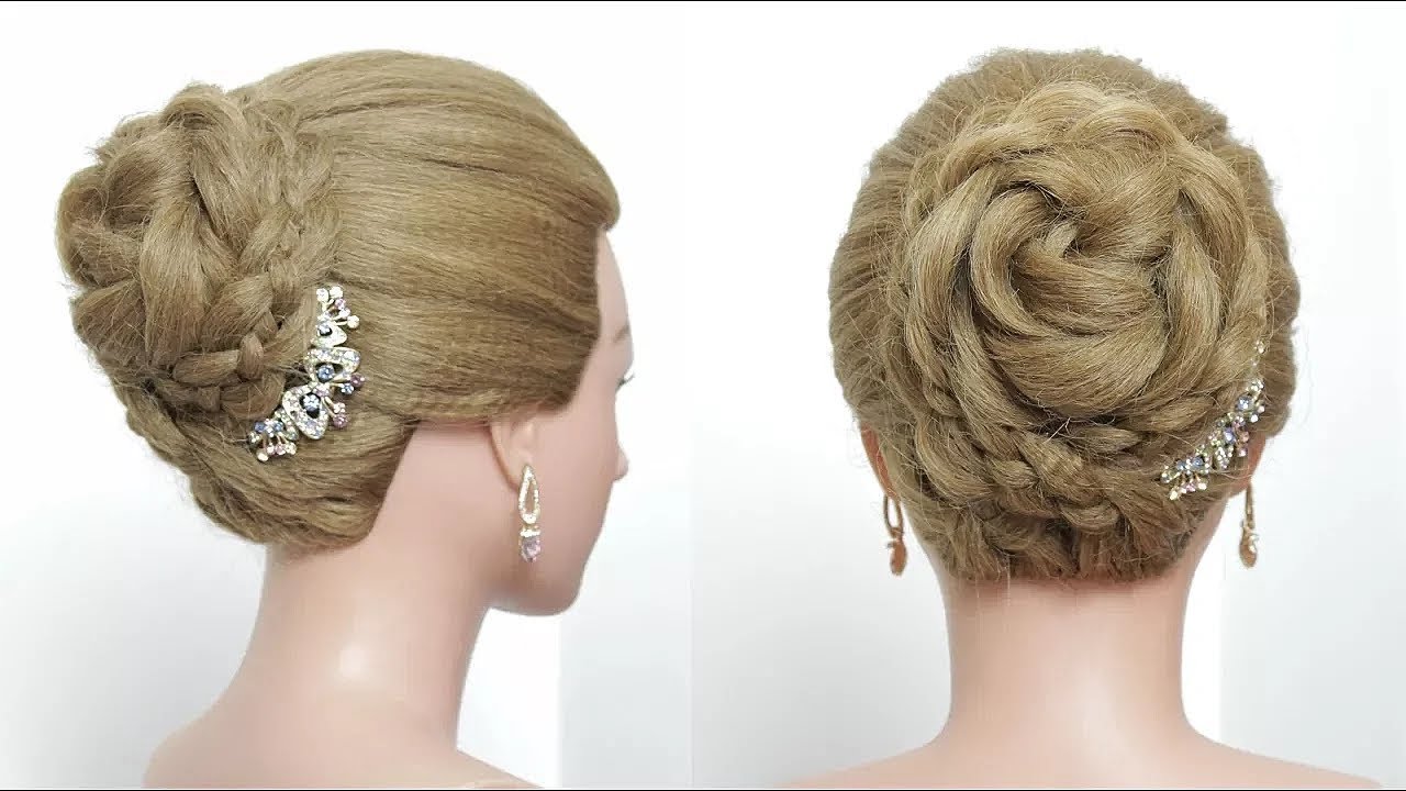Sophisticated Braided Bun Updo Long Hair Wedding Hairstyle Tutorial