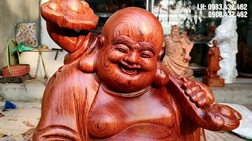 Tượng Phật Di Lặc gánh bao tiền gỗ hương | Tượng gỗ Di Lặc mẫu Hot nhất đầu năm 2020.