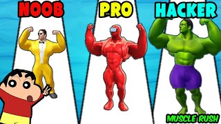 NOOB vs PRO vs HACKER | in muscle rush smash running | with shinchan and friends | shinchan gaming screenshot 4