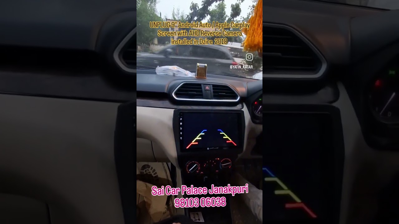 Unplug Android Auto Apple Carplay Screen with AHD Reverse Camera fitted in Dzire model 