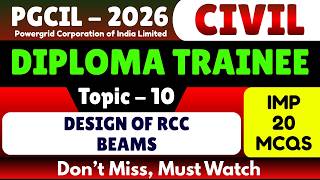 Design of RCC Beams MCQs | PGCIL Diploma Trainee Civil 2026 | Powergrid Civil MCQS PDF Notes 2026