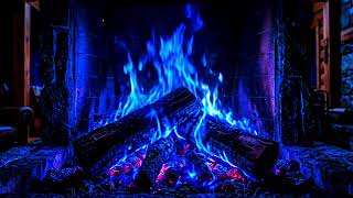 🌌 Blue Fire Fireplace in Dark Room | Peaceful Crackling Flames for Stress Relief & Relaxation