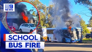 School bus catches fire in Sydney’s south | 9 News Australia