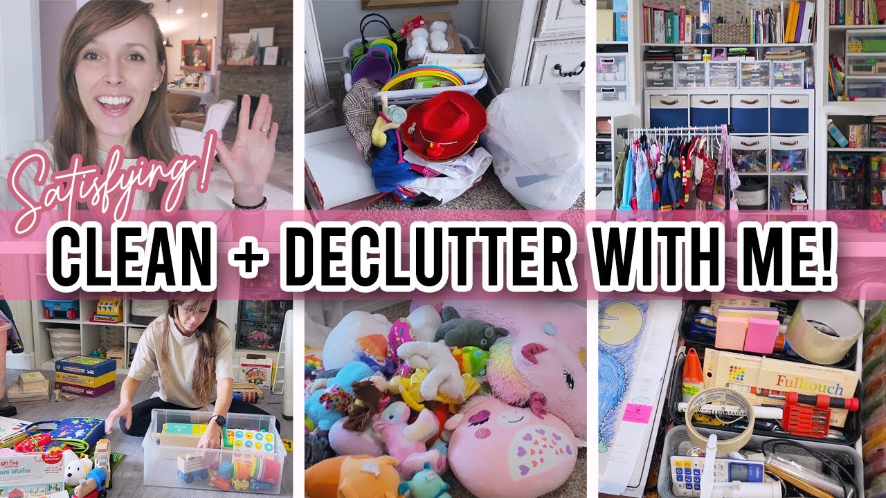 *NEW* Satisfying Clean + DECLUTTER With Me! | Whole House Decluttering and cleaning motivation!